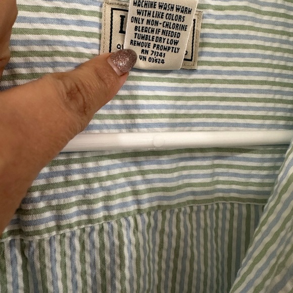 L.L. Bean Men's Green and blue Striped Casual Shirt 100% cotton size L - Picture 5 of 7